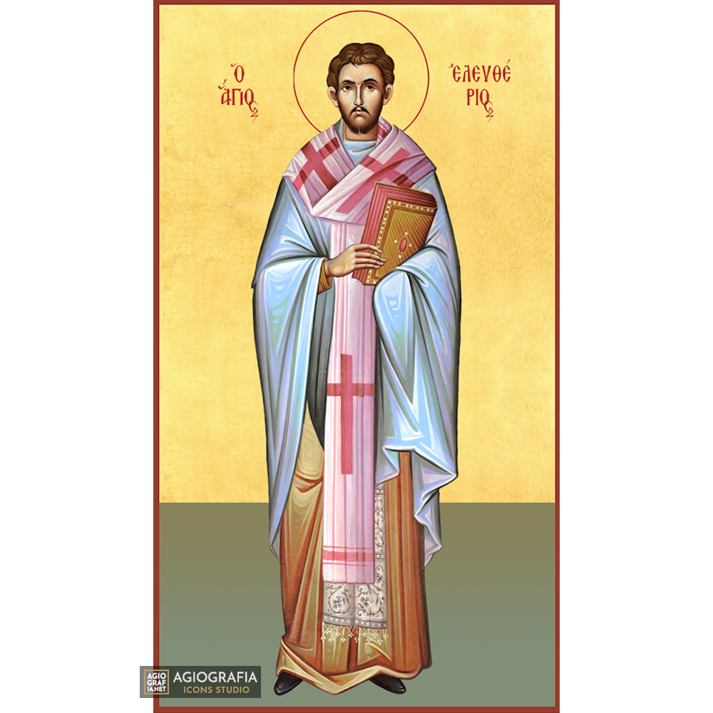 22k St Eleftherios - Gold Leaf Background Christian Orthodox Icon