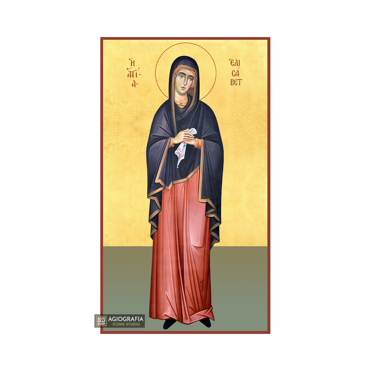 22k St Elizabeth - Gold Leaf Background Christian Orthodox Icon