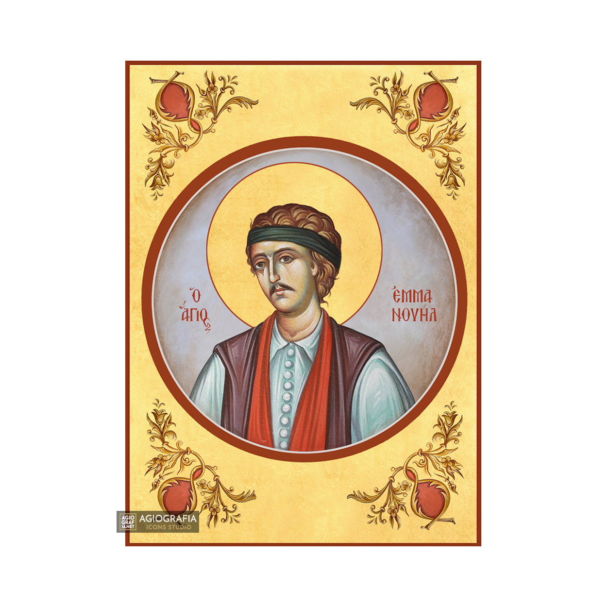 22k St Emmanuel - Gold Leaf Background Christian Orthodox Icon