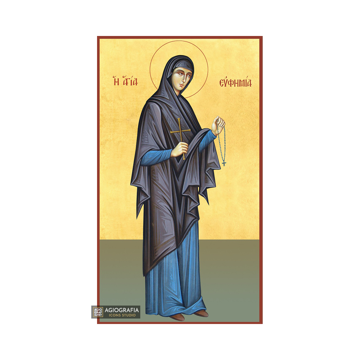 22k St Euphemia - Gold Leaf Background Christian Orthodox Icon