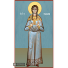 St Evdoxia Greek Orthodox Icon on Wood with Blue Background