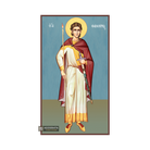 St Fanourios Greek Orthodox Wood Icon with Blue Background