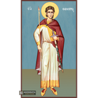 St Fanourios Greek Orthodox Wood Icon with Blue Background