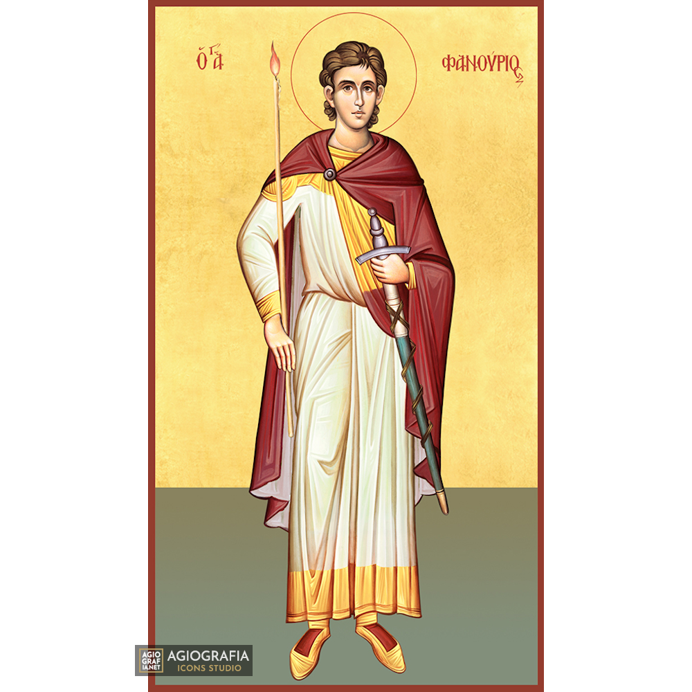 22k St Fanourios - Gold Leaf Background Christian Orthodox Icon
