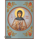 St Filothei Christian Orthodox Icon with Blue Background