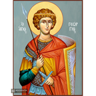 St George Christian Orthodox Icon with Blue Background