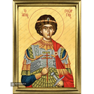 22k St George Framed Christian Orthodox Icon with Gold Leaf