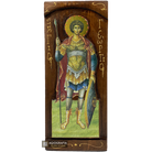St George Byzantine Greek Gold Print Icon on Carved Wood