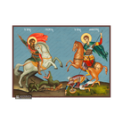 Saints George & Demetrius Orthodox Icon with Blue Background