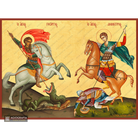 22k Saints George & Demetrius Orthodox Icon with Gold Leaf