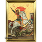 22k St George Framed Christian Orthodox Icon with Gold Leaf