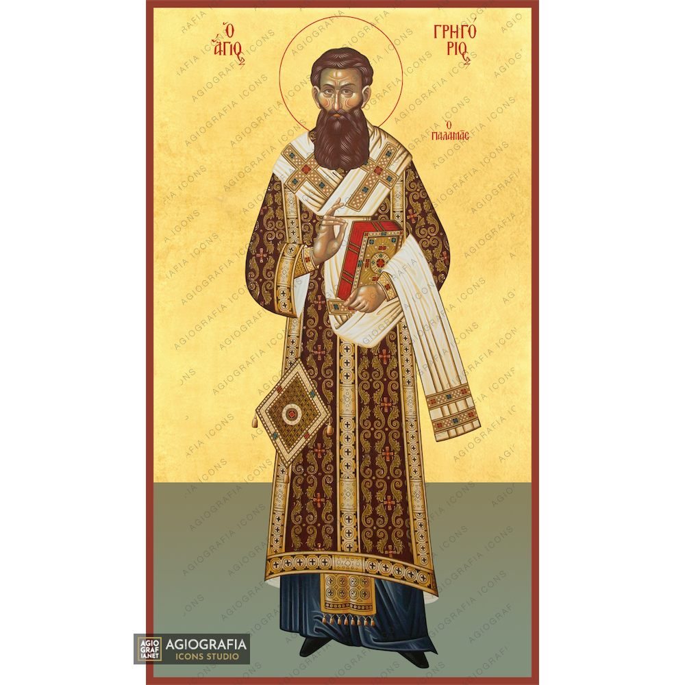22k St Gregory Palamas - Exclusive Mt Athos Gold Leaf Orthodox Icon