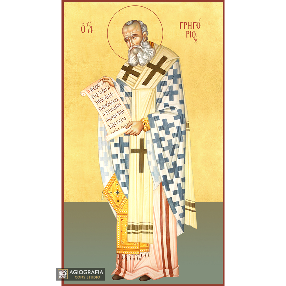 22k St Gregory the Theologian - Gold Leaf Background Orthodox Icon
