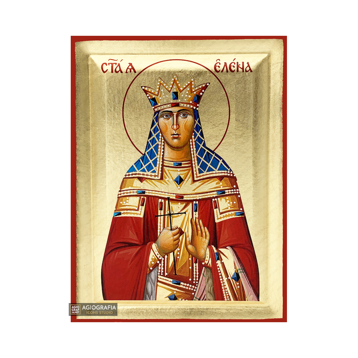 St Helen Greek Byzantine Orthodox Icon on Wood with Gold Leaf