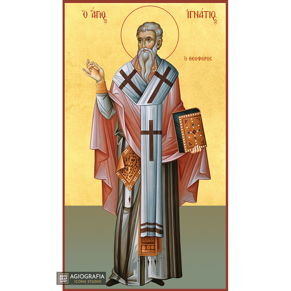 22k St Ignatius - Gold Leaf Background Christian Orthodox Icon