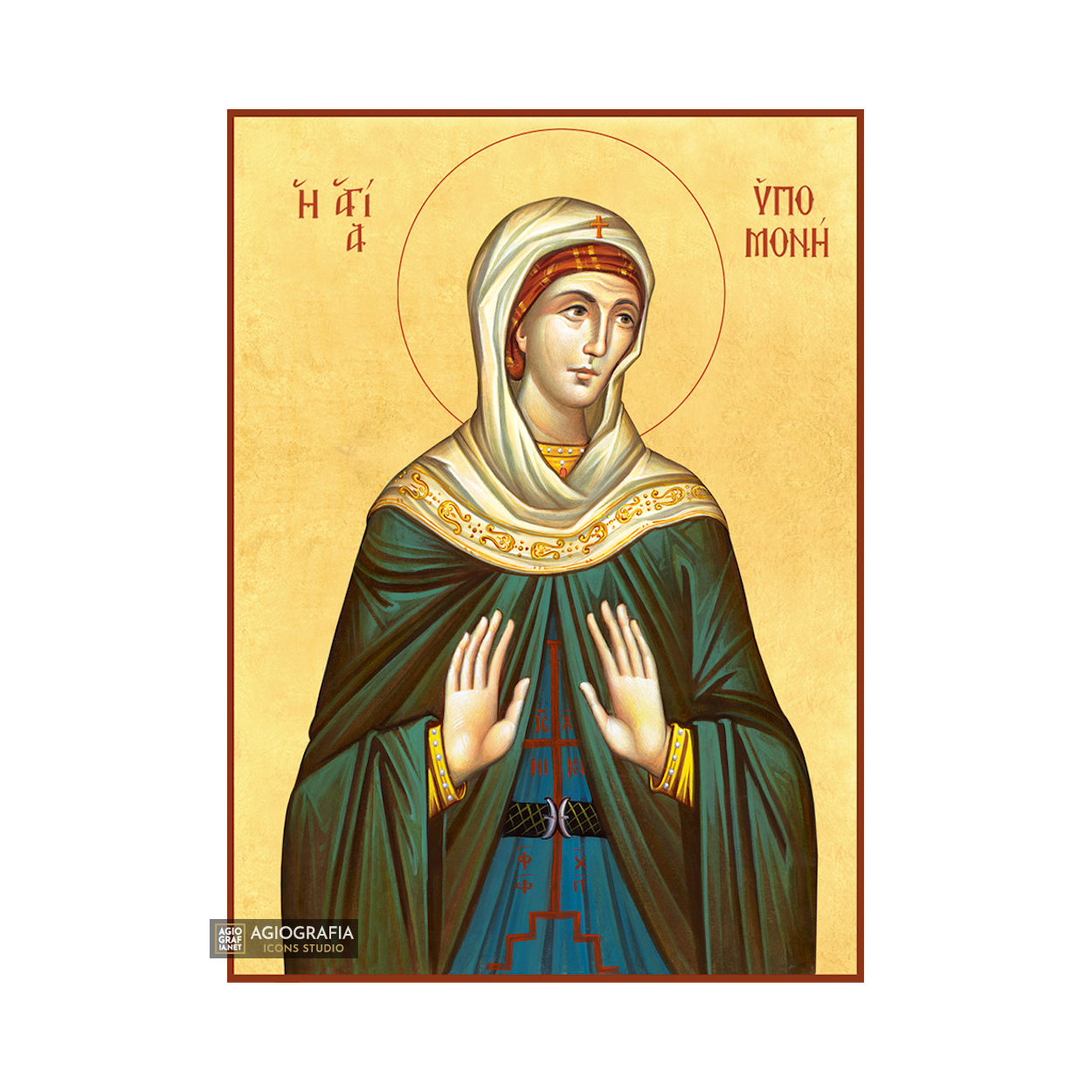22k St Ipomoni - Gold Leaf Background Christian Orthodox Icon
