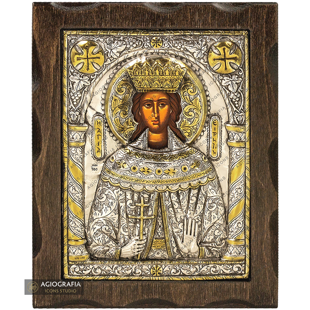 Saint Irene Pure Silver and 24k Gold Plated Christian Icon – Agiografia ...