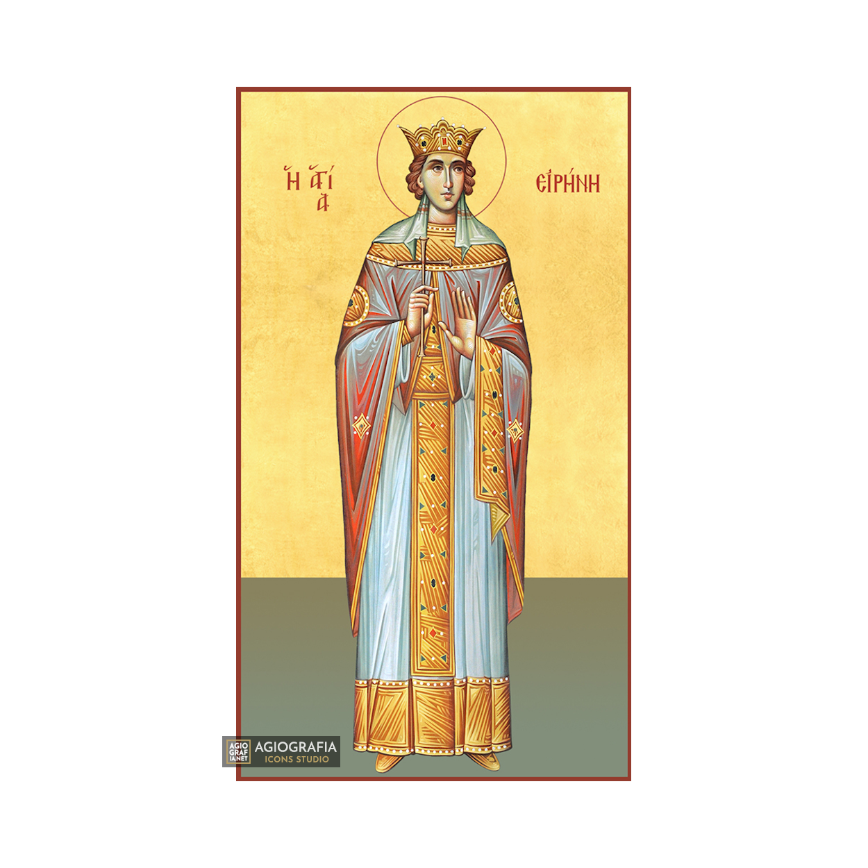 22k St Irene - Gold Leaf Background Christian Orthodox Icon