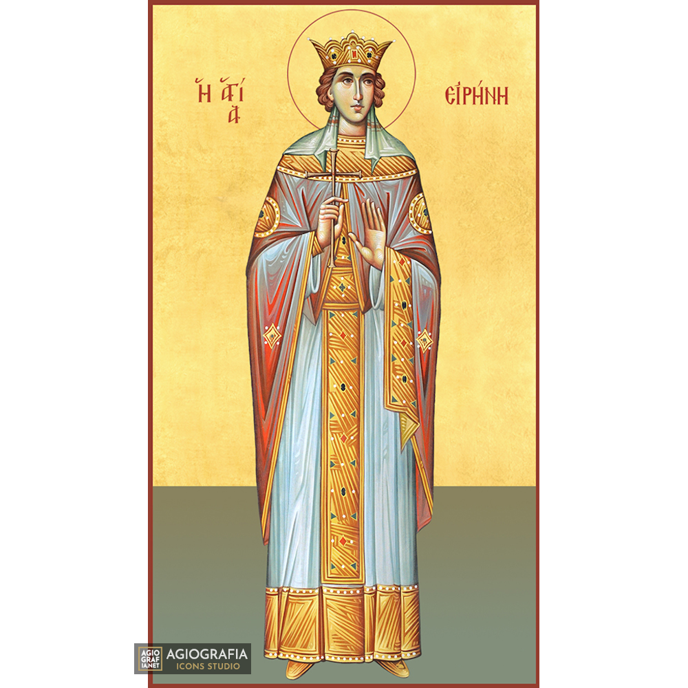 22k St Irene - Gold Leaf Background Christian Orthodox Icon