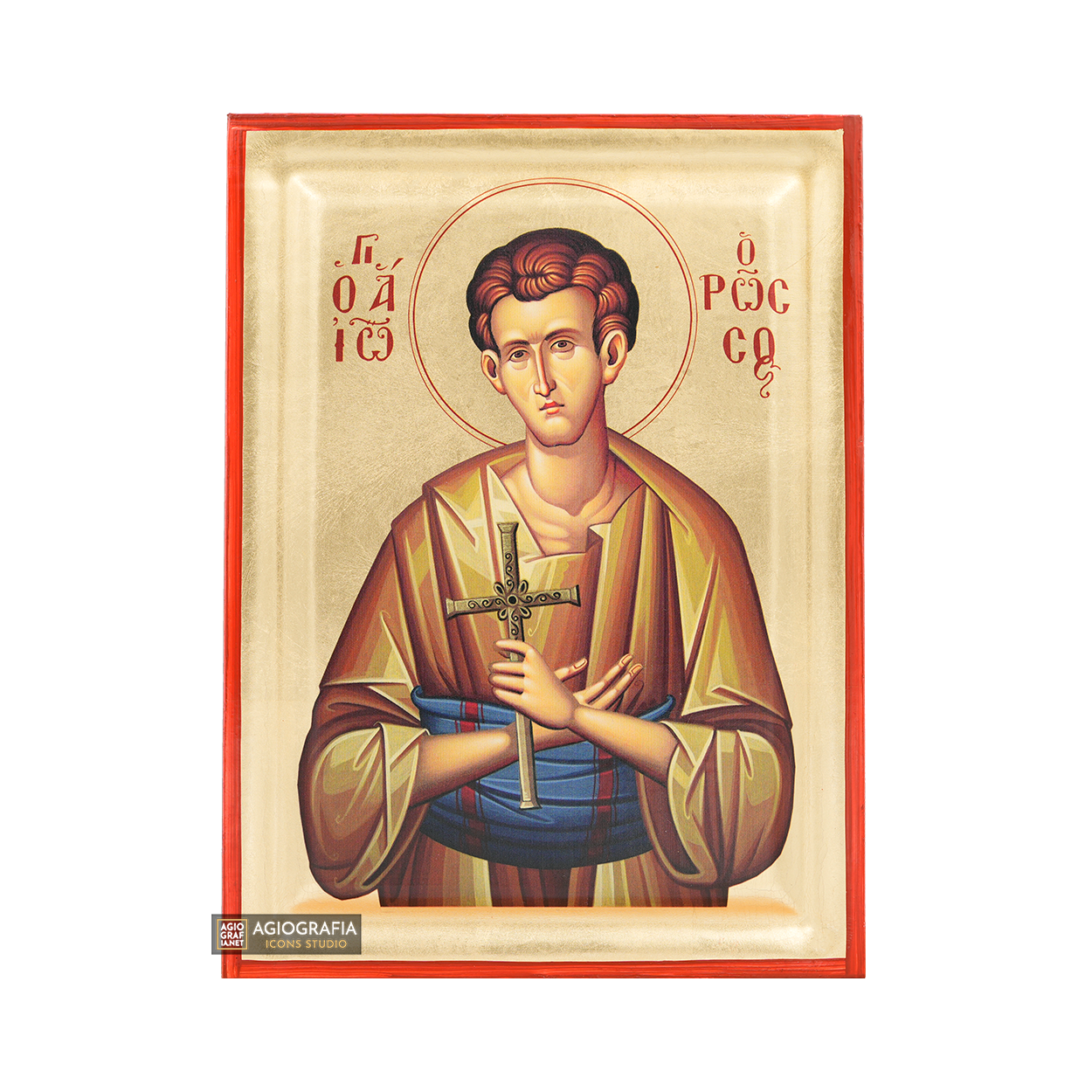 Saint John the Russian Orthodox Icon with Gold Leaves