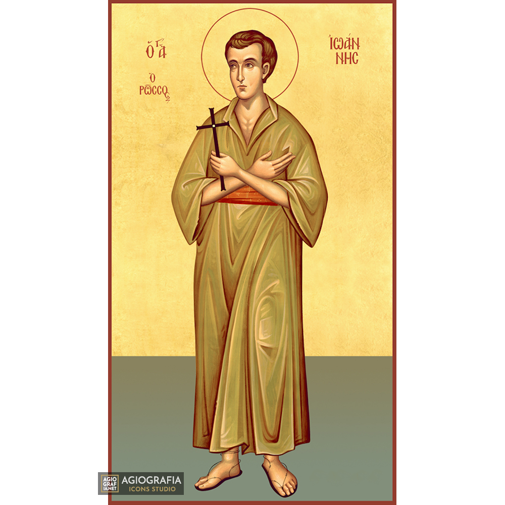 22k St John the Russian - Gold Leaf Background Christian Greek Icon