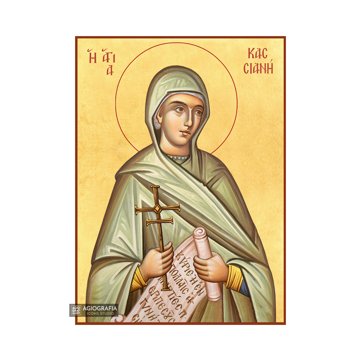 22k St Kassiani - Gold Leaf Background Christian Orthodox Icon