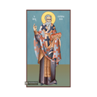 St Kiprianos Christian Byzantine Wood Icon with Blue Background