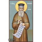 St Kosmas Etolos Greek Orthodox Wood Icon with Blue Background