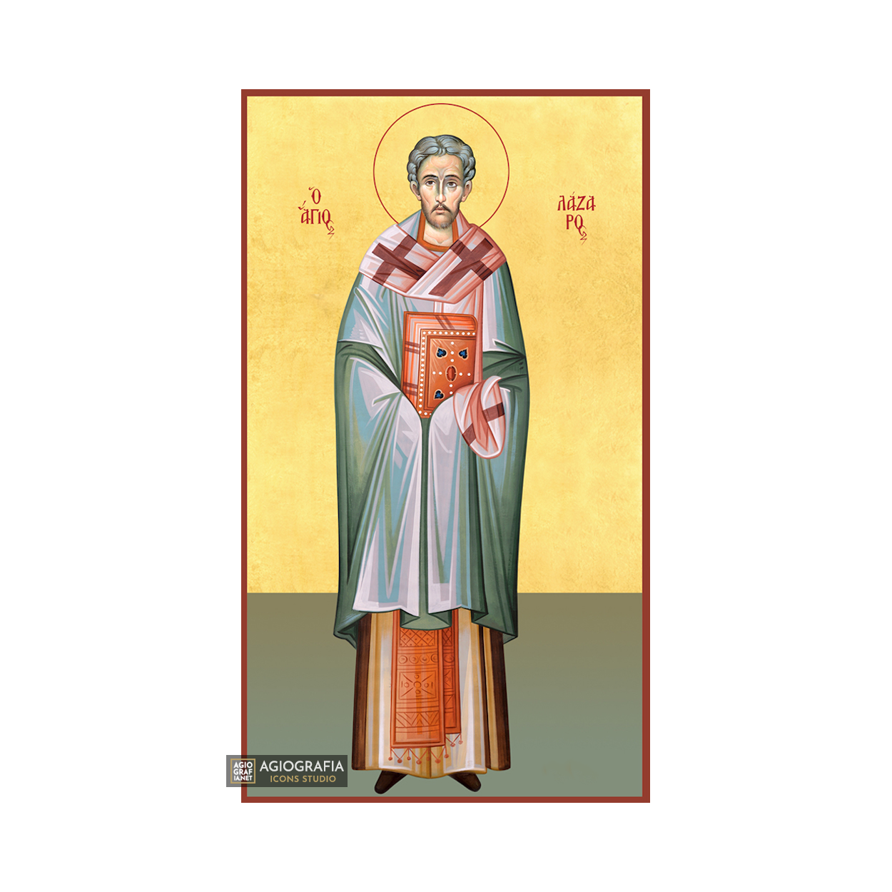 22k St Lazarus - Gold Leaf Background Christian Orthodox Icon