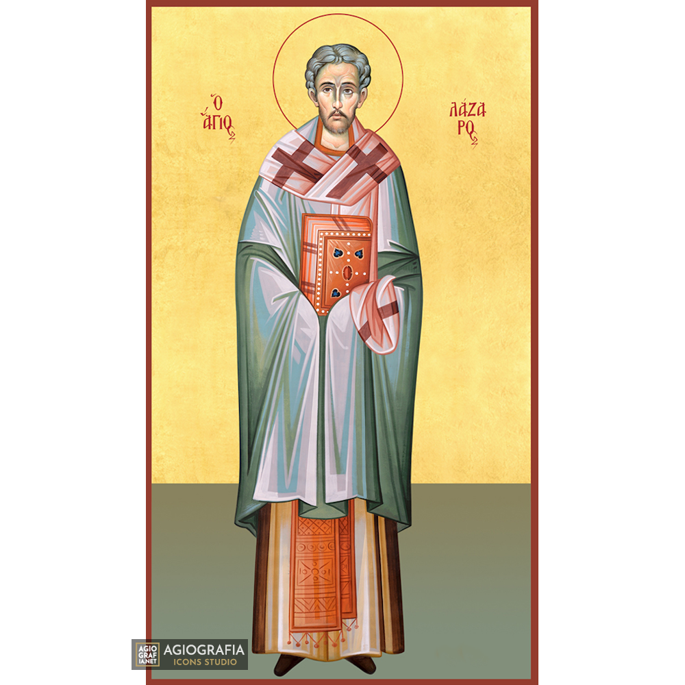 22k St Lazarus - Gold Leaf Background Christian Orthodox Icon