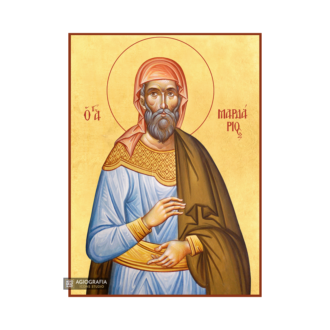 22k St Mardarios - Gold Leaf Background Christian Orthodox Icon
