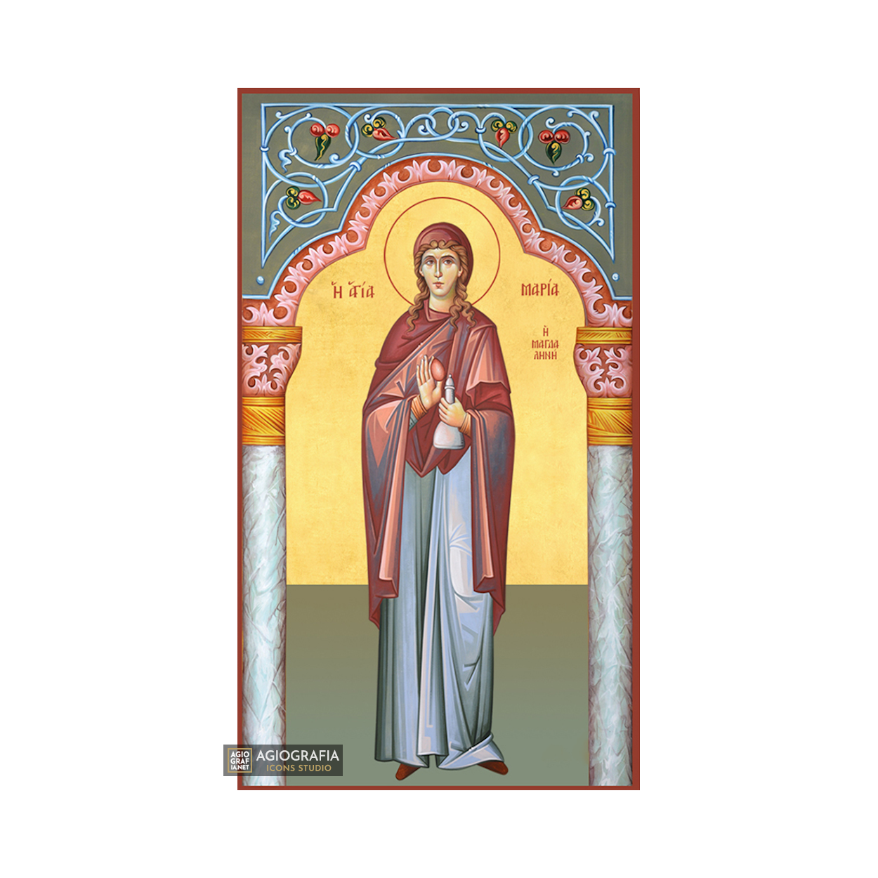 22k St Mary Magdalene - Gold Leaf Background Christian Orthodox Icon