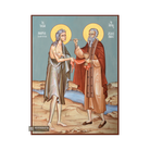 St Mary from Egypt Saint Zosimas Greek Icon on Blue Background