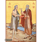 22k St Mary from Egypt Saint Zosimas - Gold Leaf Orthodox Icon