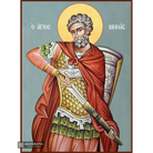 St Menas Greek Orthodox Icon with Blue Background