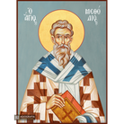 St Methodius Greek Orthodox Icon with Blue Background