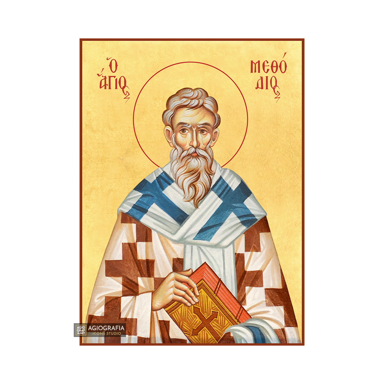22k St Methodius - Gold Leaf Background Christian Orthodox Icon