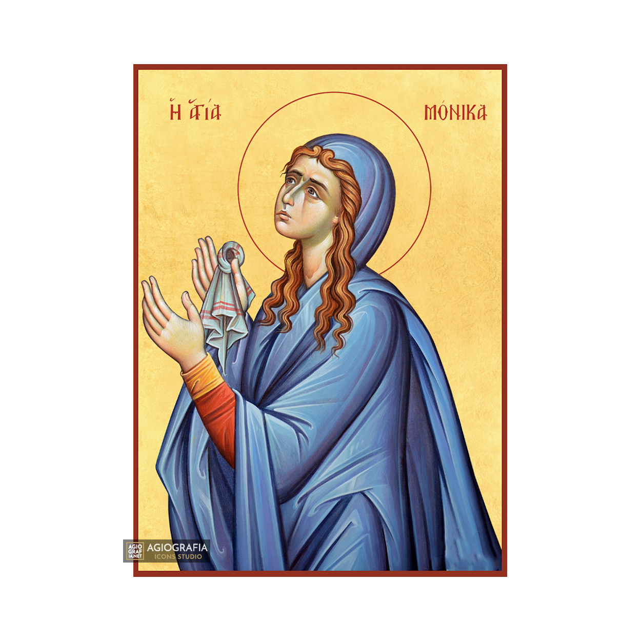 22k St Monica - Gold Leaf Background Christian Orthodox Icon