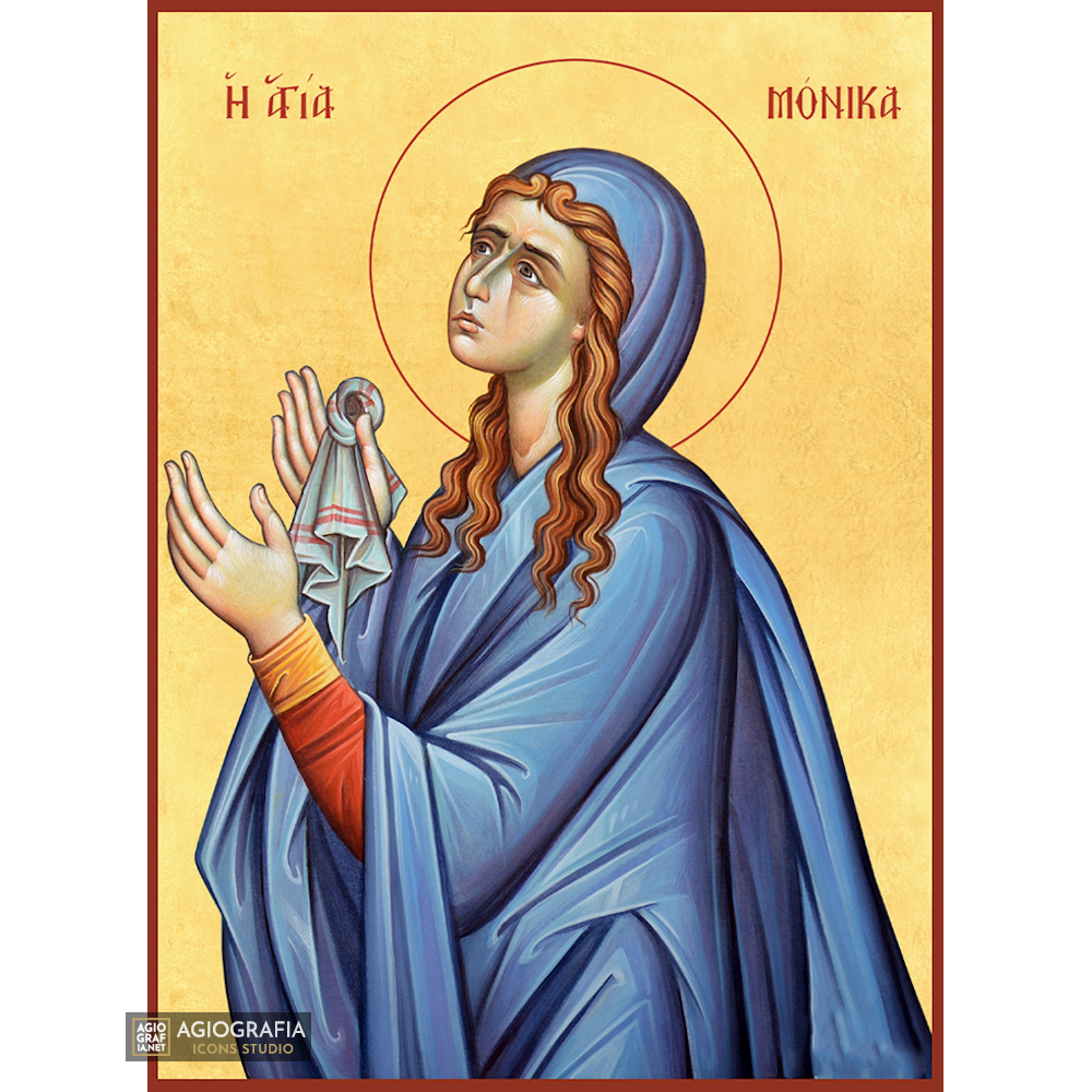 22k St Monica - Gold Leaf Background Christian Orthodox Icon