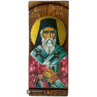 St Nektarios Byzantine Greek Gold Print Icon on Carved Wood