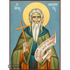 St Neofitos Greek Orthodox Icon with Blue Background