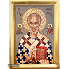 St Nicholas Byzantine Orthodox Wood Icon with Gold Leaf