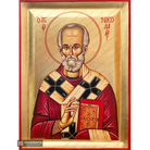 St Nicholas Eastern Christian Icon on Wood with Gold Leaf