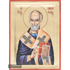 St Nicholas Christian Orthodox Icon on Wood with Gold Leaf