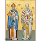 22k St Nicholas & Saint Spiridon - Gold Leaf Christian Orthodox Icon