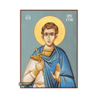 St Orestis Christian Byzantine Icon with Blue Background