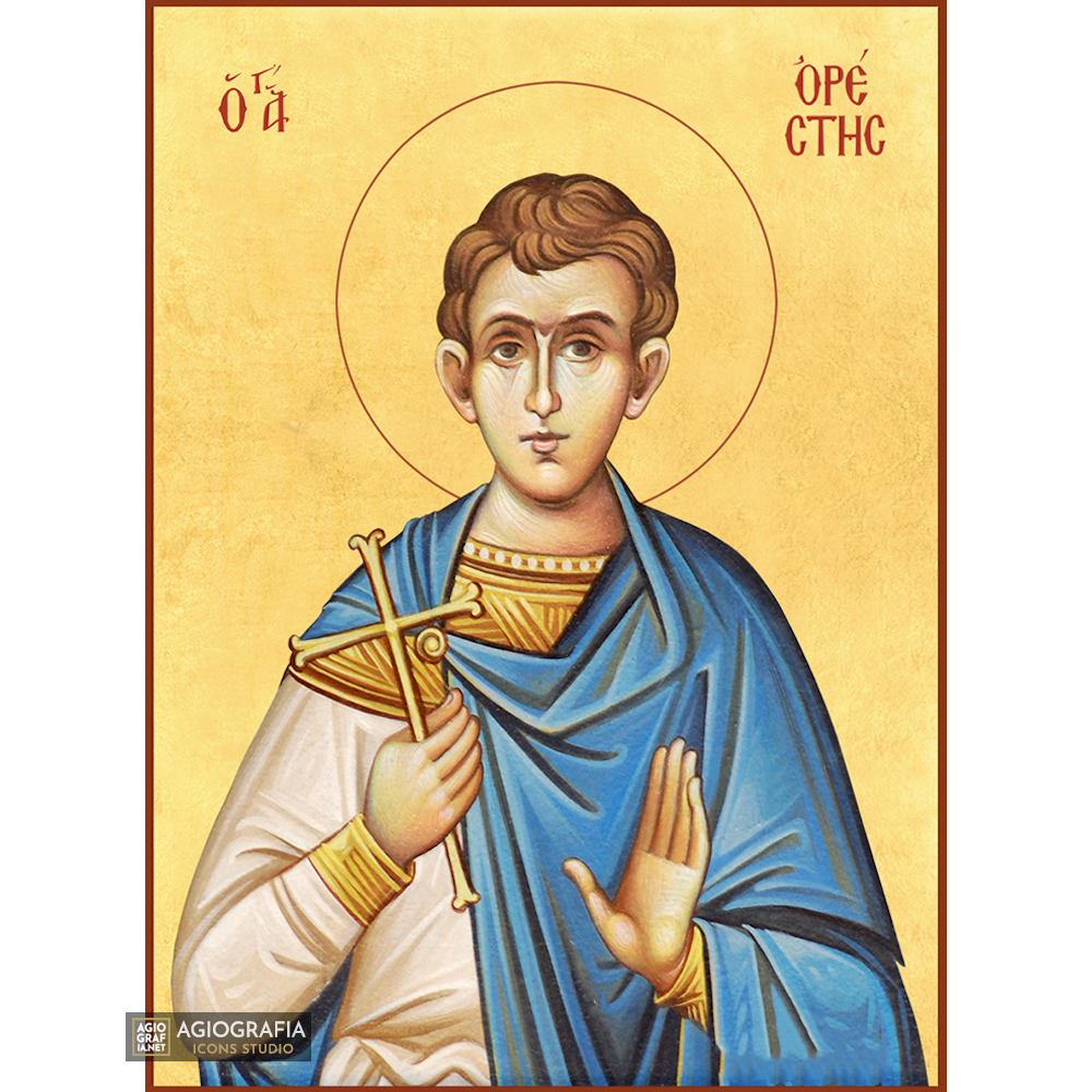 22k St Orestis - Gold Leaf Background Christian Orthodox Icon