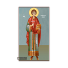 St Panteleimon Greek Orthodox Wood Icon with Blue Background