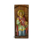 St Panteleimon Christian Orthodox Gold Print Icon on Carved Wood