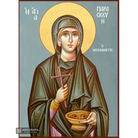 St Paraskeva Byzantine Christian Icon with Blue Background